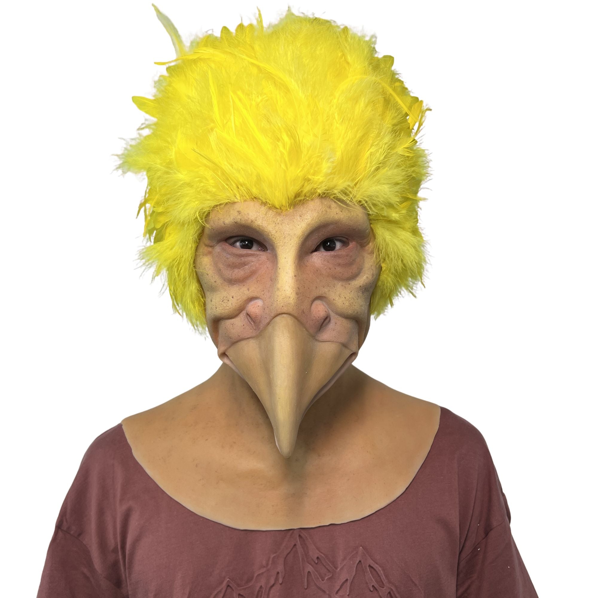Divertida Máscara de Pájaro Amarillo de Cabeza Completa – Máscara Realista de Animal para Cosplay, Halloween, Fiestas y Bromas