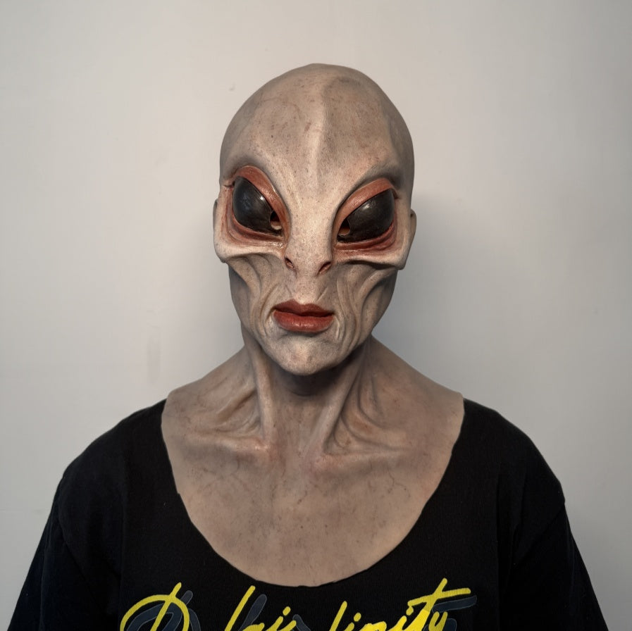 Ultra Realistic Gray Alien Silicone Mask – Full Head UFO Extraterrestrial Mask for Film, Cosplay & Disguise