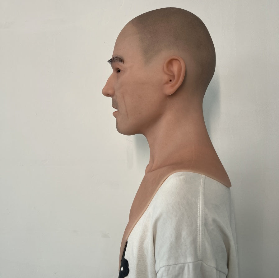Máscara de silicona masculina calva ultrarrealista – Máscara de cabeza completa para disfraz, cine y transformación diaria