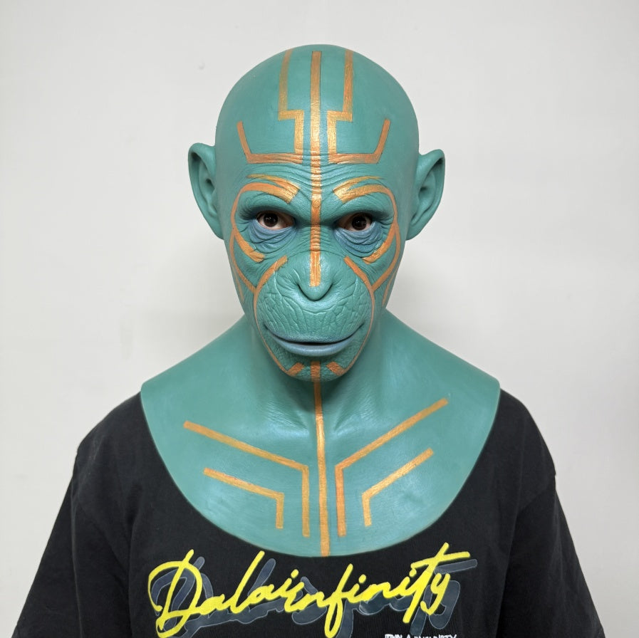 Máscara tribal alienígena de cabeza completa – Máscara futurista para cosplay de Halloween y atrezzo de cine