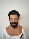 Ultra Realistic Bearded Male Silicone Mask – Full Head Human Disguise Mask with Hair for Film, Cosplay & Real-Life Transformation