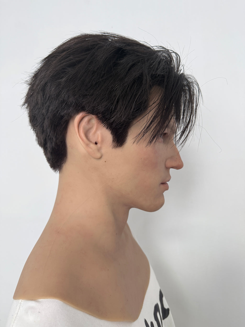 Máscara de silicona ultrarrealista de cabeza completa de hombre asiático joven – Máscara de disfraz de cosplay color piel natural con pelo