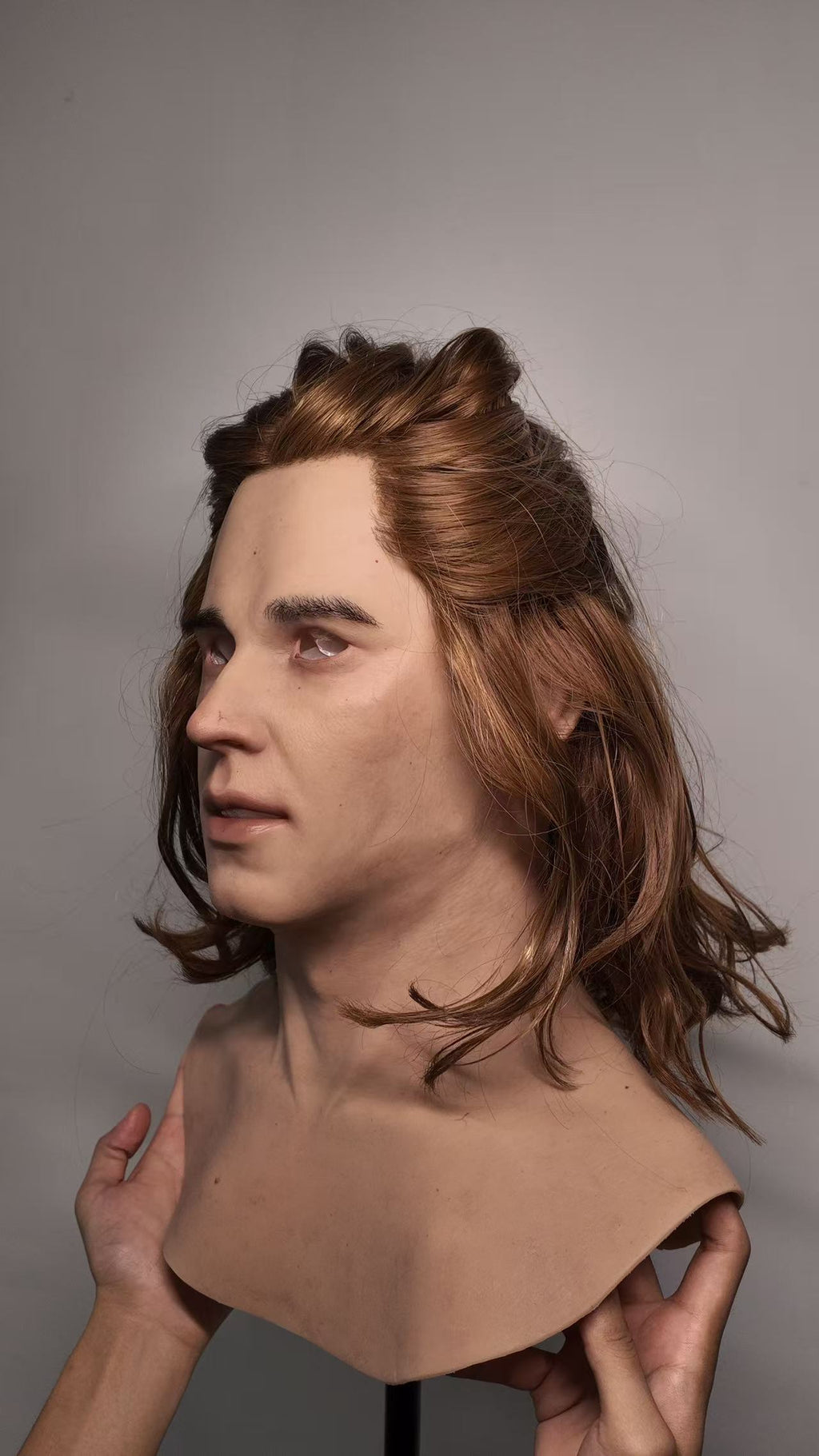 Ultra Realistic Silicone Mask Full Head – Long Hair Male Face Mask for Cosplay, Film & Character Transformation
