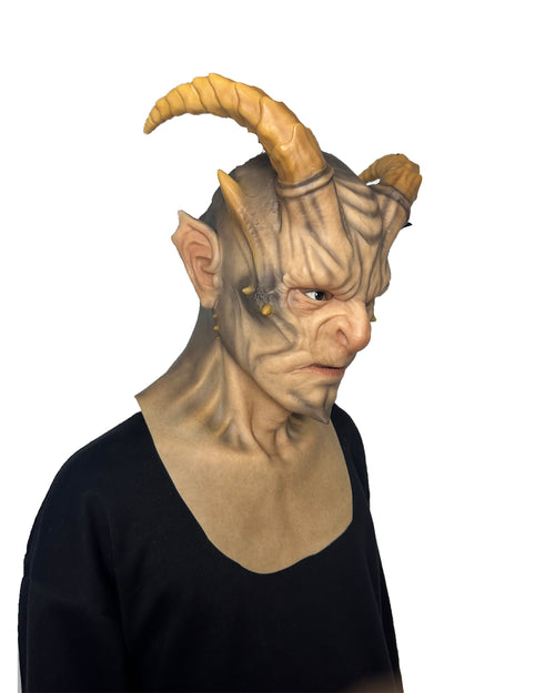 Máscara de cuernos de demonio de cabeza completa – Máscara de cosplay de diablo ultra realista para Halloween, terror y cine