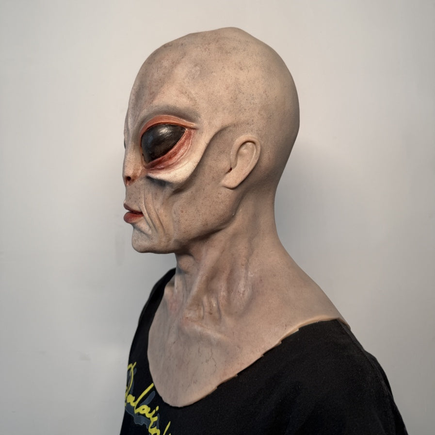 Ultra Realistic Gray Alien Silicone Mask – Full Head UFO Extraterrestrial Mask for Film, Cosplay & Disguise