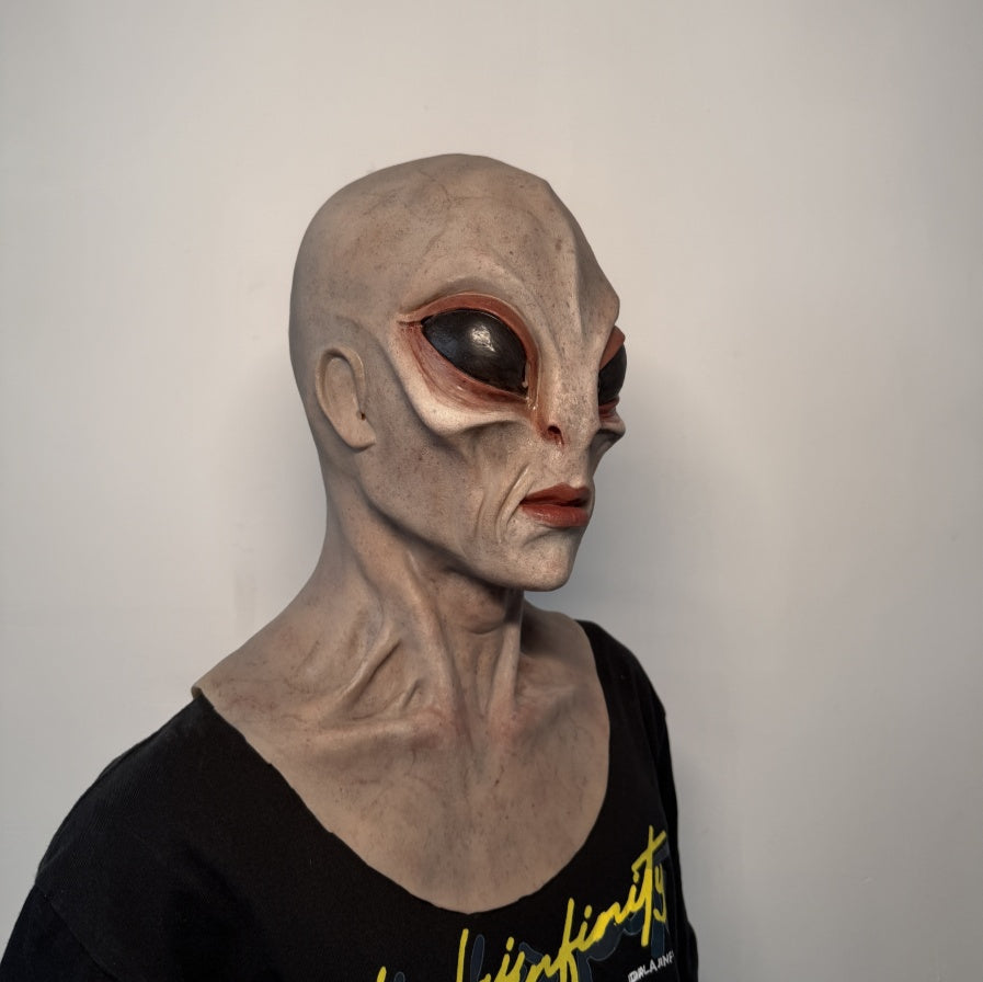 Ultra Realistic Gray Alien Silicone Mask – Full Head UFO Extraterrestrial Mask for Film, Cosplay & Disguise