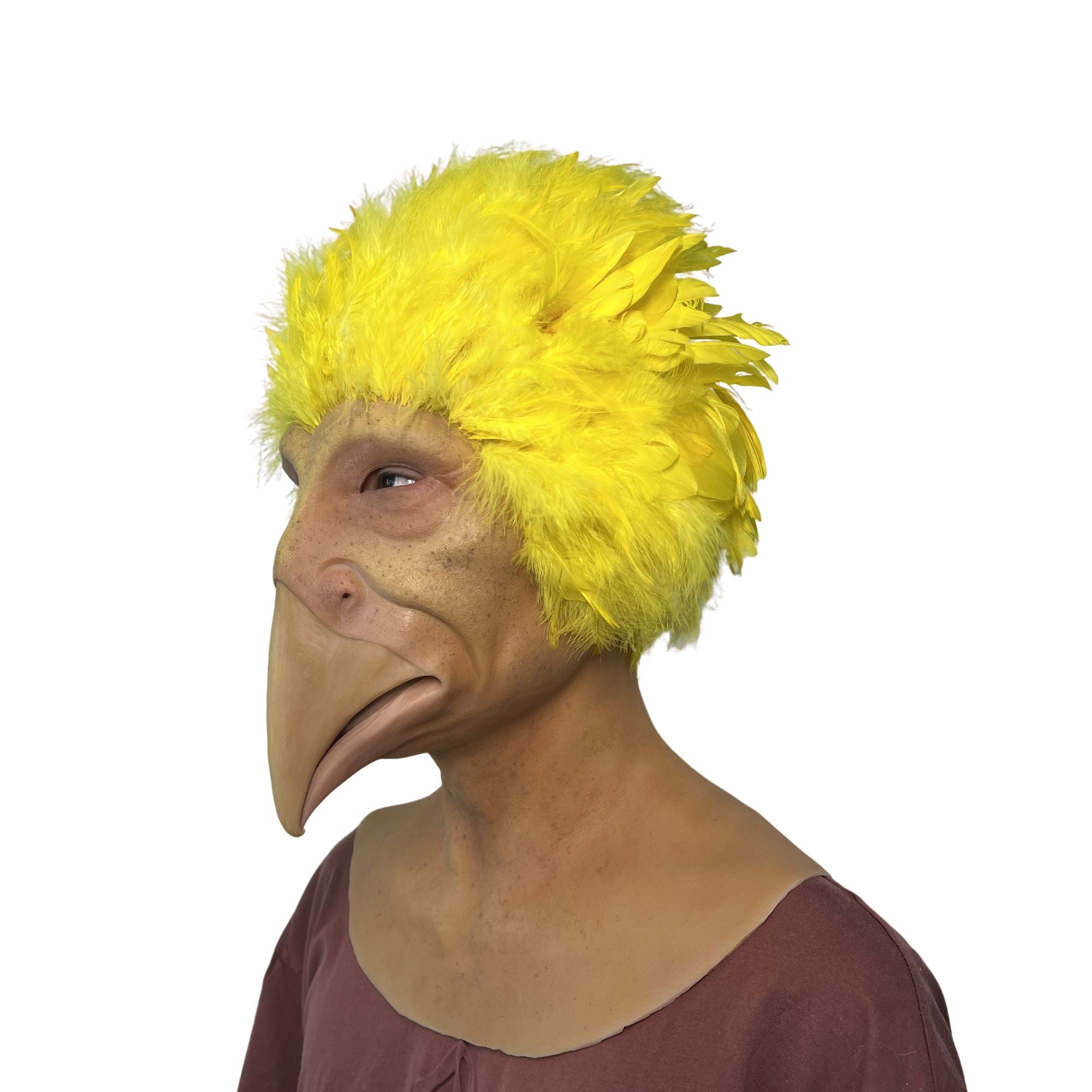 Divertida Máscara de Pájaro Amarillo de Cabeza Completa – Máscara Realista de Animal para Cosplay, Halloween, Fiestas y Bromas
