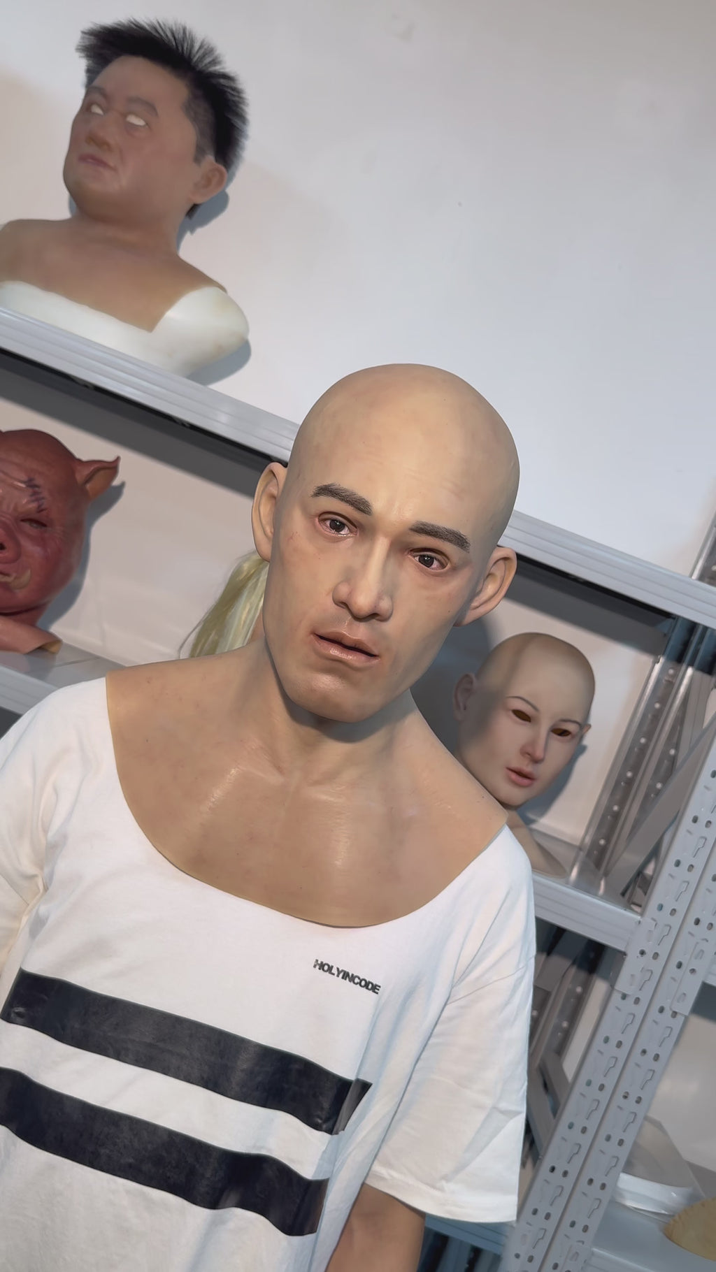 Ultra Realistic Bald Asian Male Silicone Mask Full Head – Strong Face Cosplay Disguise Mask
